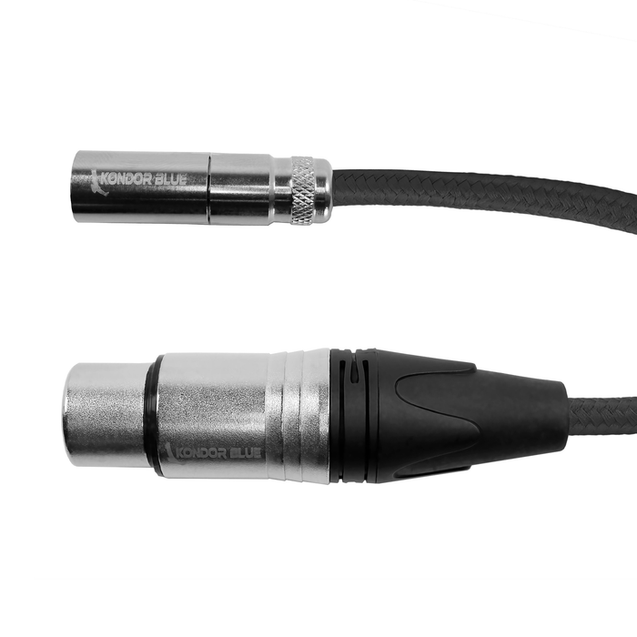 Kondor Blue Mini XLR Male to XLR Female 16" Cable for BMPCC 6K/4K Pro & Canon C70 Cameras - Raven Black