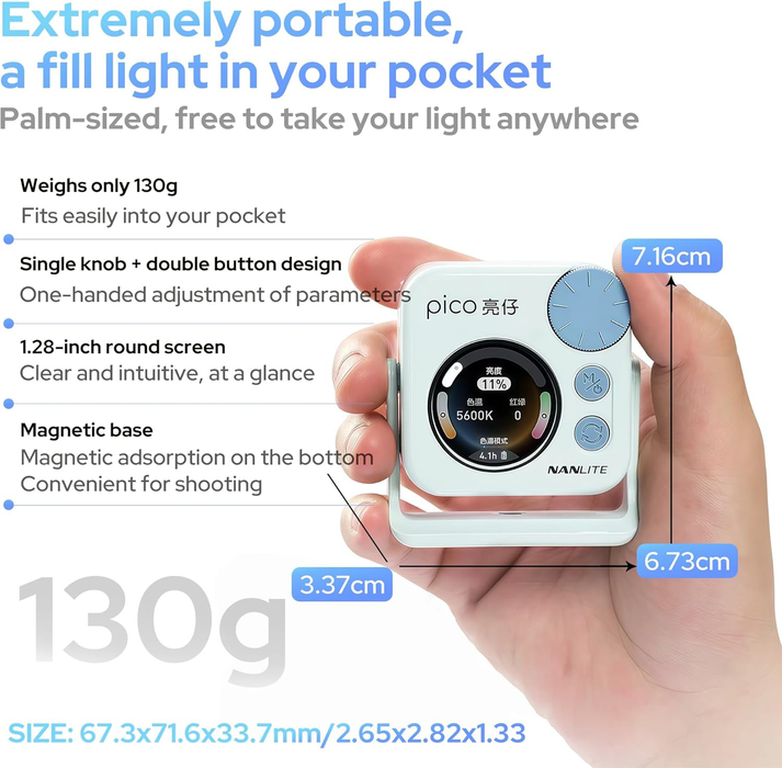 Nanlite Pico Portable RGB LED Pocket Light - Midnight Blue