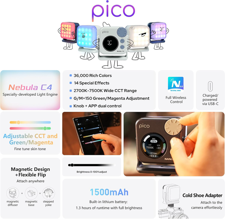 Nanlite Pico Portable RGB LED Pocket Light - Midnight Blue