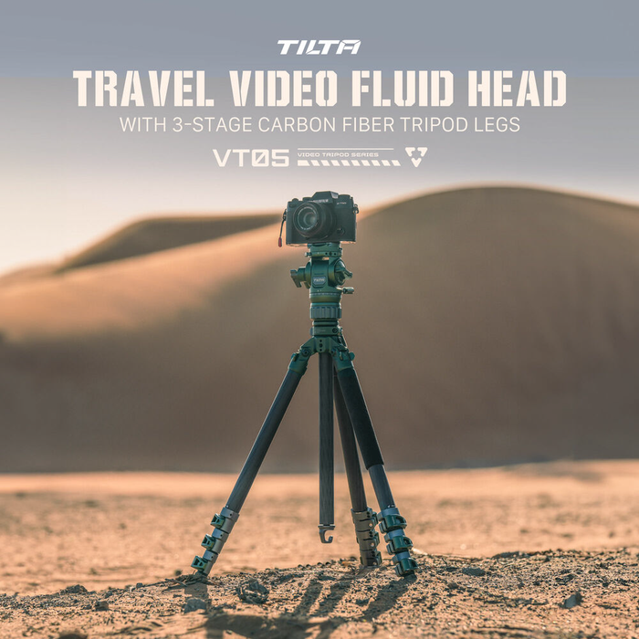 Tilta VT05 Travel 3-Stage Carbon Fiber Tripod with Video Fluid Head - Forest Green