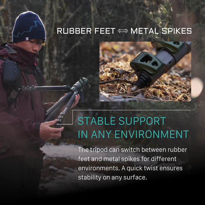 Tilta VT05 Travel 3-Stage Carbon Fiber Tripod with Video Fluid Head - Forest Green