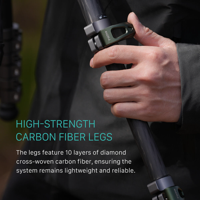 Tilta VT05 Travel 3-Stage Carbon Fiber Tripod with Video Fluid Head - Forest Green