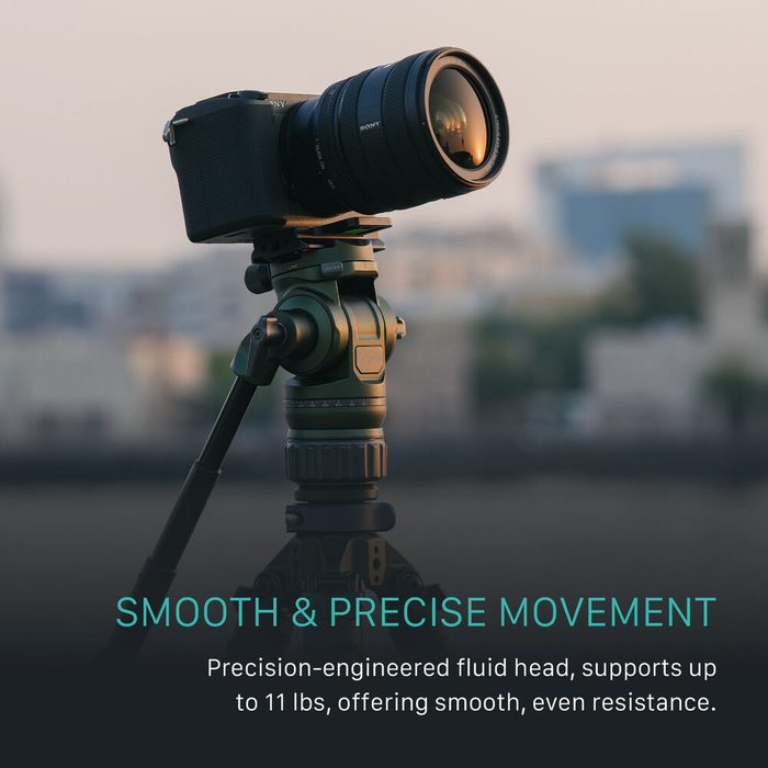 Tilta VT05 Travel 3-Stage Carbon Fiber Tripod with Video Fluid Head - Forest Green