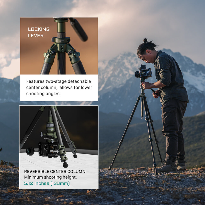 Tilta VT05 Travel 3-Stage Carbon Fiber Tripod with Video Fluid Head - Forest Green