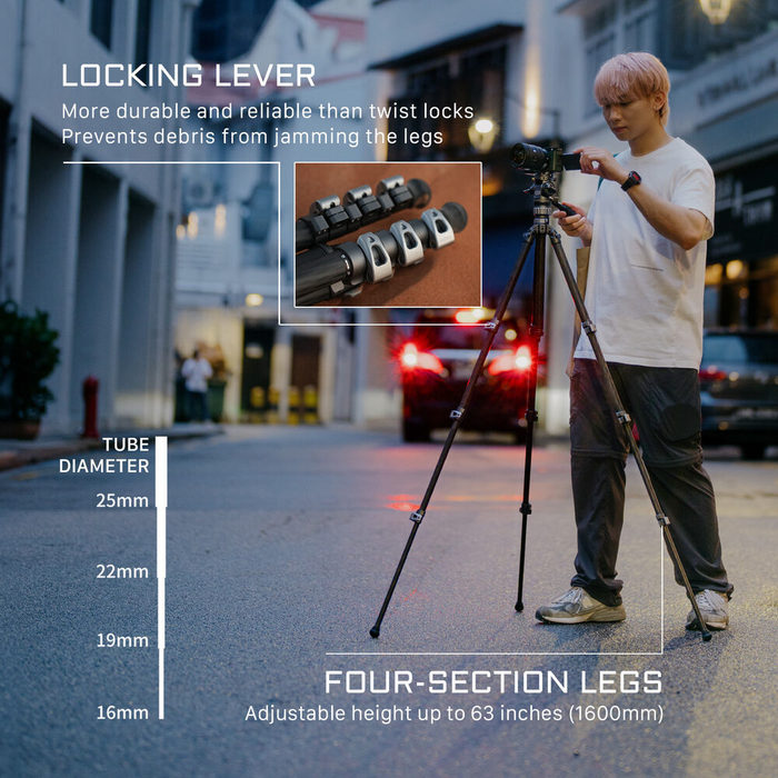 Tilta VT05 Travel 3-Stage Carbon Fiber Tripod with Video Fluid Head - Forest Green