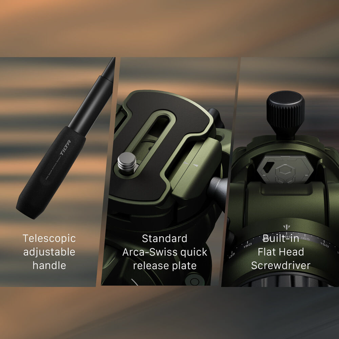 Tilta VT05 Travel 3-Stage Carbon Fiber Tripod with Video Fluid Head - Forest Green