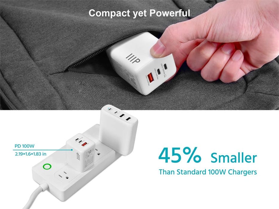 Monoprice USB 100W 3-Port Foldable Wall Charger with 2 USB-C & 1 USB-A Ports