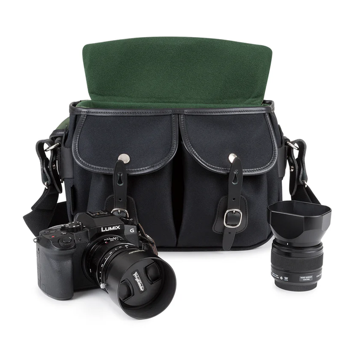 Billingham Hadley Small Pro Shoulder Bag, 3.5L - Black FibreNyte / Black Leather (Olive Lining)