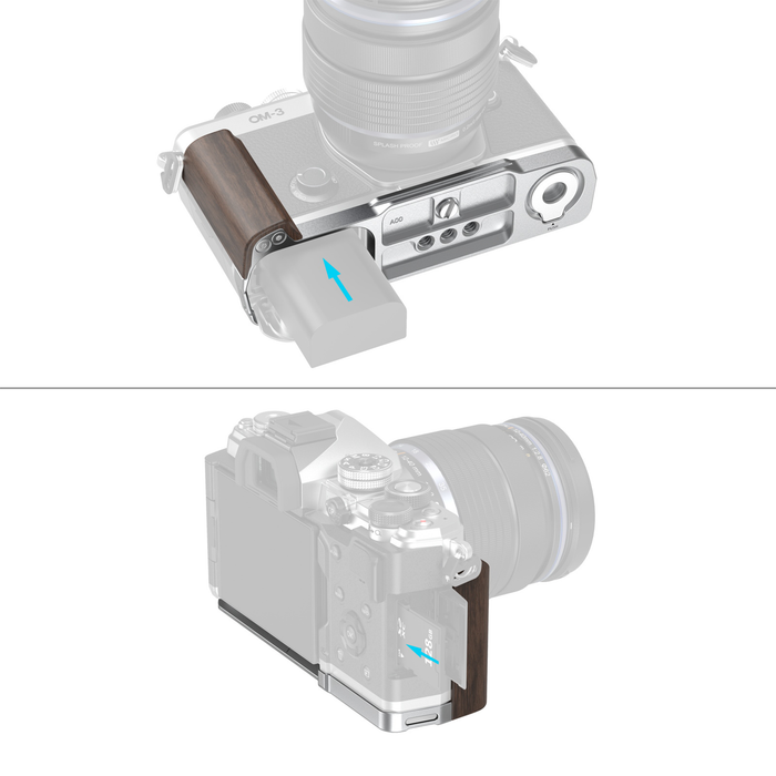 SmallRig L-Shaped Mount Plate with Wooden Handle for OM SYSTEM OM-3