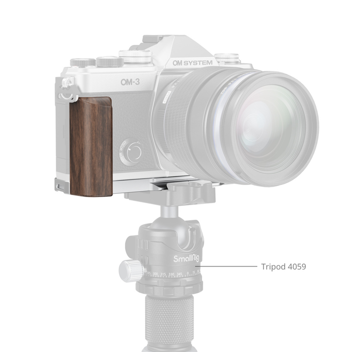 SmallRig L-Shaped Mount Plate with Wooden Handle for OM SYSTEM OM-3