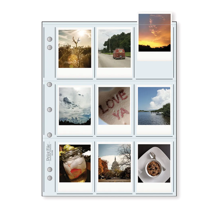 Print File 120-9HB Archival Negative Pages for 120 Film or Collectable Cards (Holds 9 Individual Frames) - 25 Pack