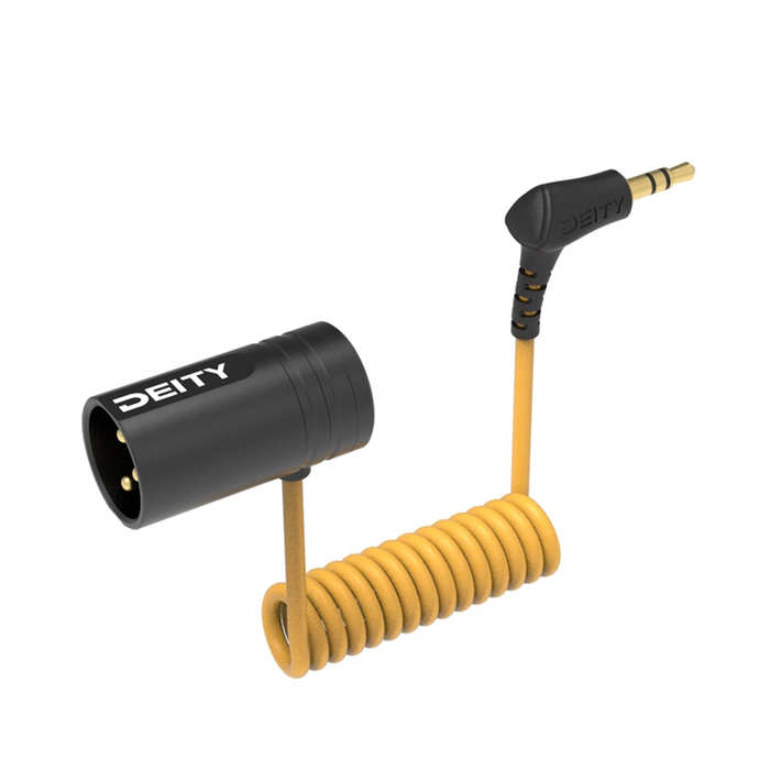 Deity Microphones V-Link, Right-Angle 3.5mm TRS to XLR 12" Coiled Cable - Yellow