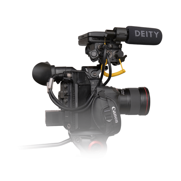 Deity Microphones V-Link, Right-Angle 3.5mm TRS to XLR 12" Coiled Cable - Yellow