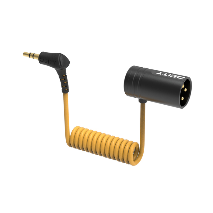 Deity Microphones V-Link, Right-Angle 3.5mm TRS to XLR 12" Coiled Cable - Yellow