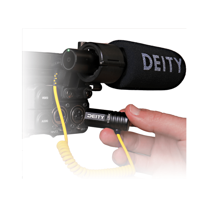 Deity Microphones V-Link, Right-Angle 3.5mm TRS to XLR 12" Coiled Cable - Yellow