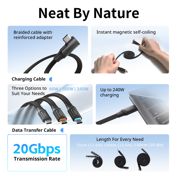 SmallRig USB-C Self-Coiling Charging Cable 60W 5611