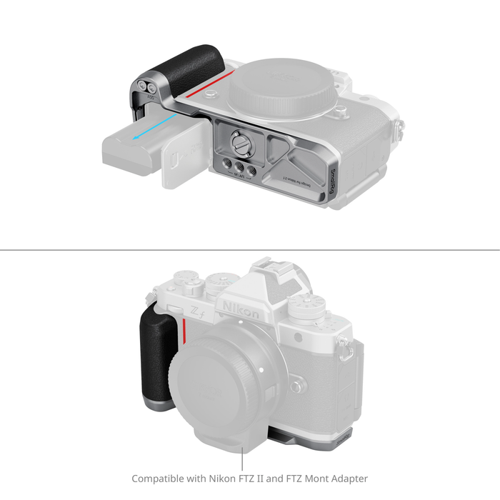 SmallRig L-Shaped Mount Plate with Silicone Handle for Nikon Z f - Silver/Black