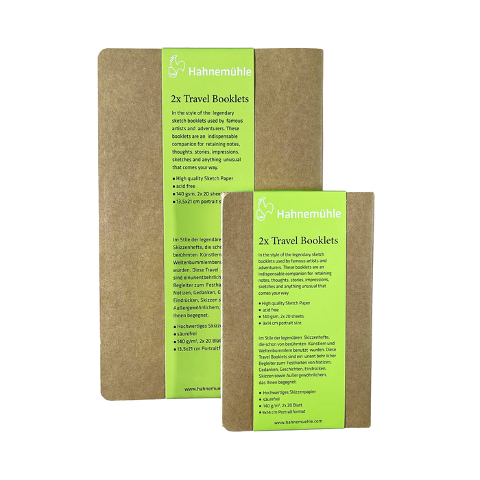 Hahnemühle Travel Booklet Bundle, 140gsm, 3.5" x 5.5" Portrait, 20 Sheets (40 Pages) - 2 Pack