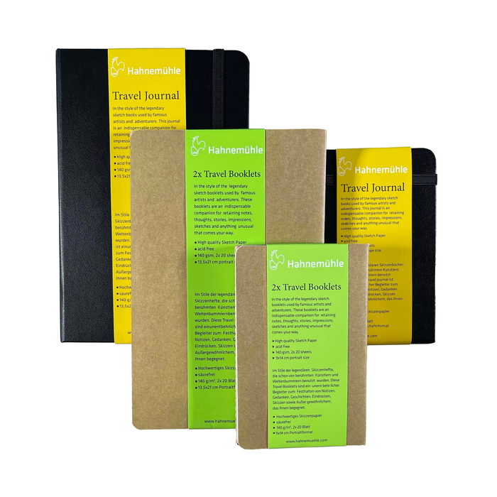 Hahnemühle Travel Booklet Bundle, 140gsm, 3.5" x 5.5" Portrait, 20 Sheets (40 Pages) - 2 Pack