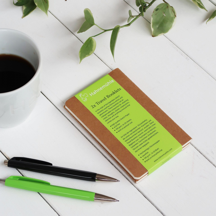 Hahnemühle Travel Booklet Bundle, 140gsm, 3.5" x 5.5" Portrait, 20 Sheets (40 Pages) - 2 Pack