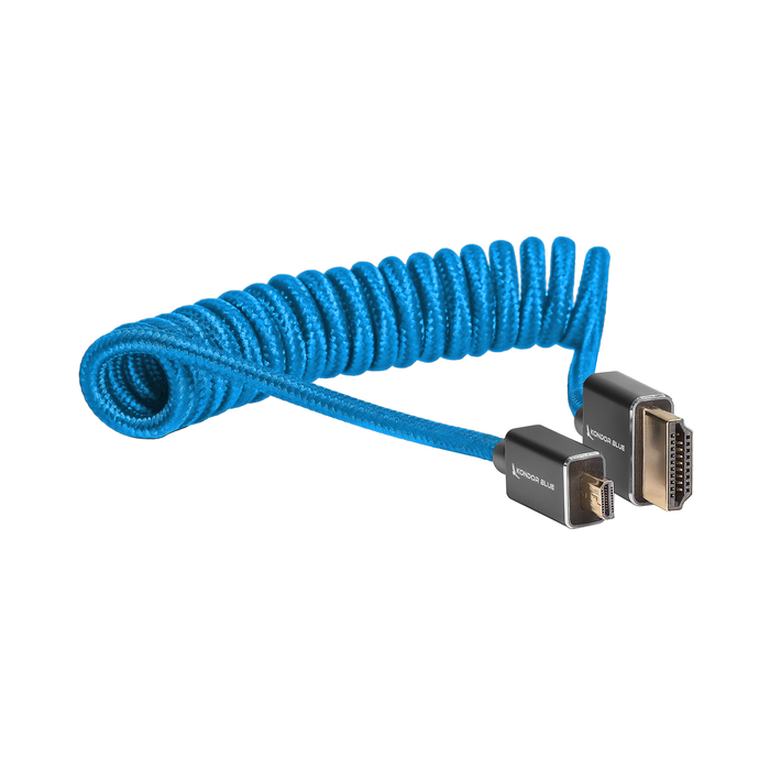 Kondor Blue Coiled High-Speed Micro-HDMI to Full-HDMI, 12 to 24" - Kondor Blue