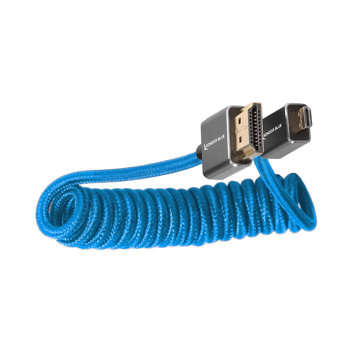 Kondor Blue Coiled High-Speed Micro-HDMI to Full-HDMI, 12 to 24" - Kondor Blue