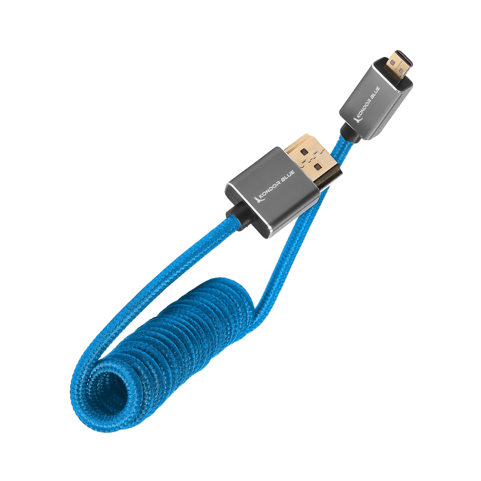 Kondor Blue Coiled High-Speed Micro-HDMI to Full-HDMI, 12 to 24" - Kondor Blue