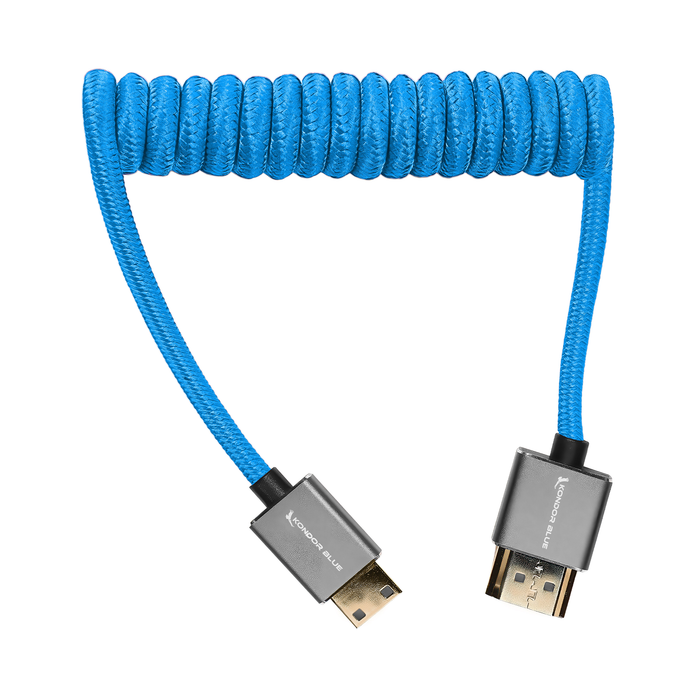 Kondor Blue Coiled High-Speed Mini-HDMI to Full-HDMI, 12 to 24" - Kondor Blue
