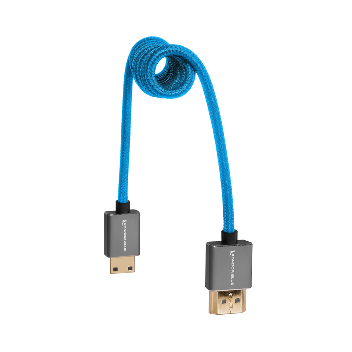 Kondor Blue Coiled High-Speed Mini-HDMI to Full-HDMI, 12 to 24" - Kondor Blue