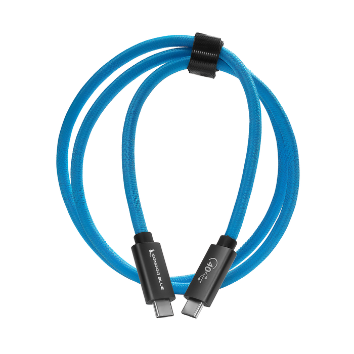 Kondor Blue Thunderbolt 4 Compatible USB 4.0 Type-C Cable Blazing 40G Speeds 5A 100W Straight, 3' - Kondor Blue