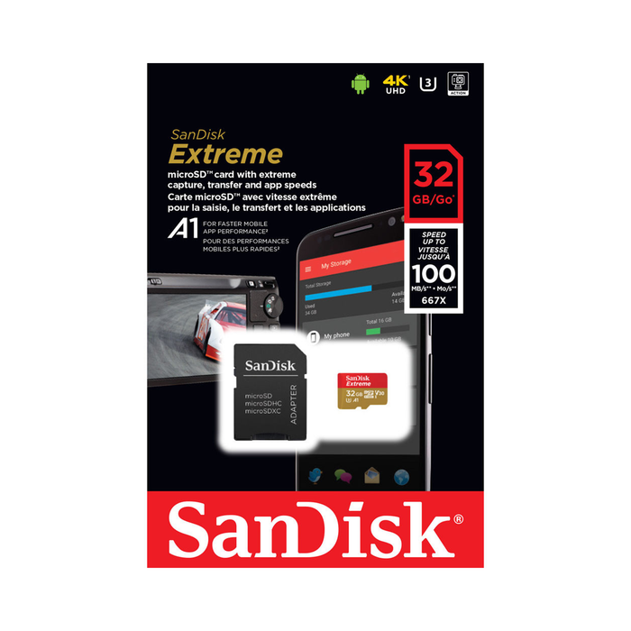 SanDisk 32GB Extreme UHS-I microSDXC Memory Card with SD Adapter