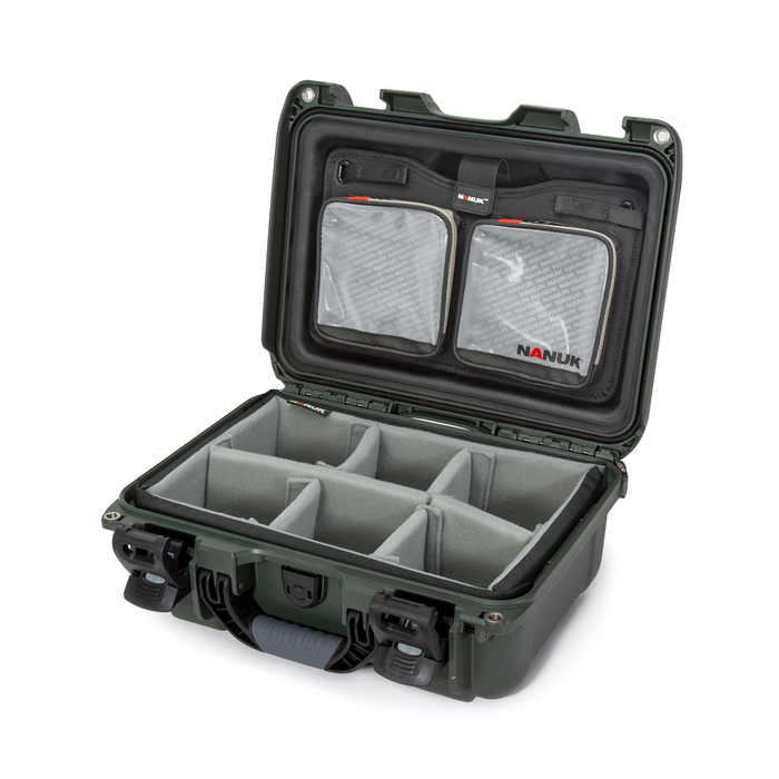 Nanuk 915 Medium-Series Pro Photo Kit Protective Case with Padded Dividers & Lid Organizer - Olive