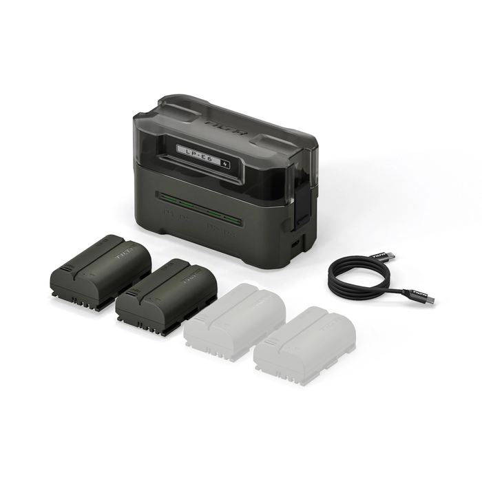 Tilta Portable 4-Bay Charging Station Kit with Canon LP-E6 Batteries (2x) - Green