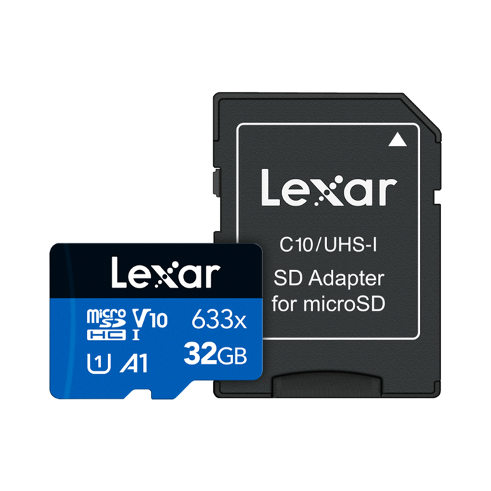 Lexar 32GB BLUE Series High-Performance 633x UHS-I microSDHC Memory Card with SD Adapter