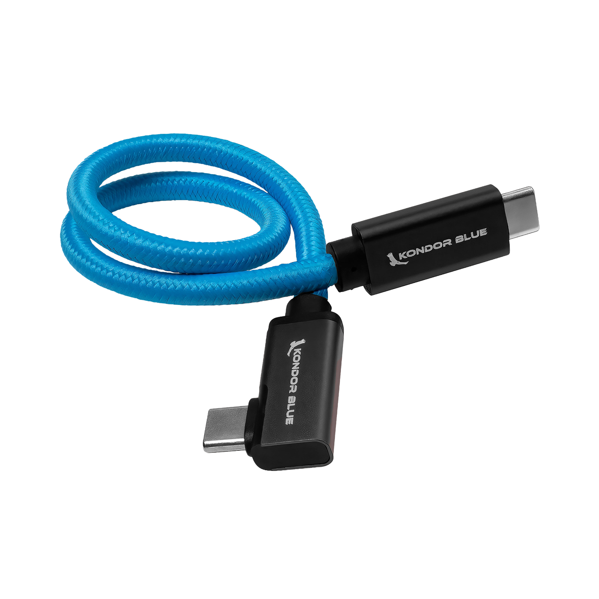 Kondor Blue USB-C to USB-C Right Angle Braided Cable for SSD Recording ...