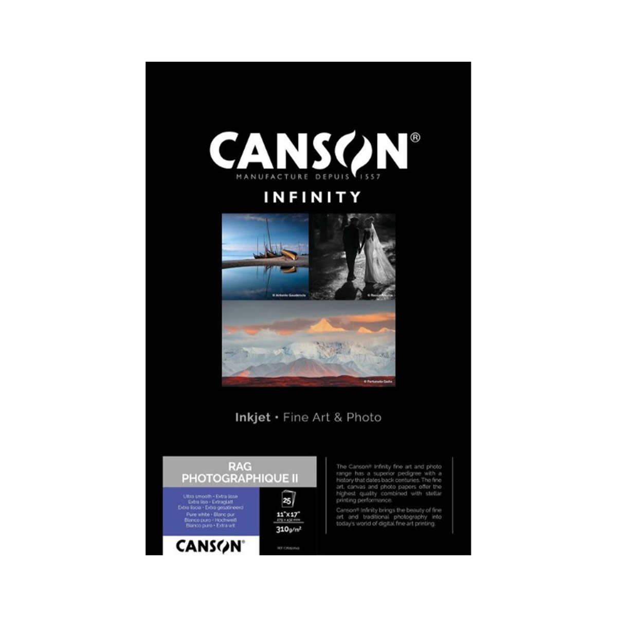 Canson Rag Photographique II Matte Inkjet Paper, 310 gsm, 11 x 17
