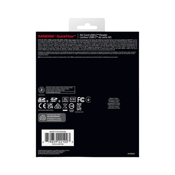 SanDisk QuickFlow SD Card Reader with USB-C