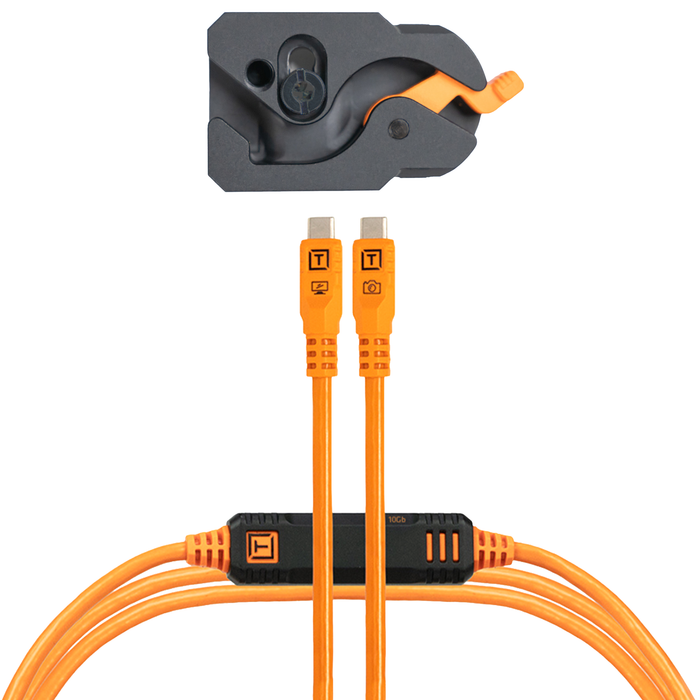 Tether Tools LeverLock & Cable Kit, Optima 10G, Straight to Straight, Cable Ties, 15' - High-Visibility Orange