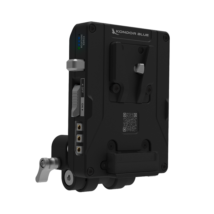 Kondor Blue Pro V-Mount Battery Plate with Swiveling Rod Block - Raven Black