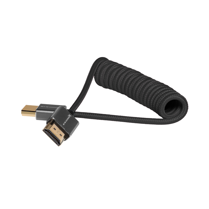 Kondor Blue High-Speed Coiled Full HDMI Cable, 12 to 24" - Raven Black