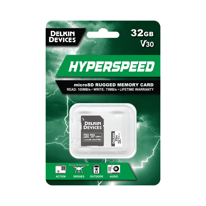 Delkin Devices 32GB HYPERSPEED UHS-I (U3/V30) microSDHC Memory Card with SD Adapter
