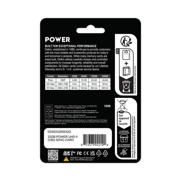 Delkin Devices 32GB POWER UHS-II (U3/V90) SDHC Memory Card