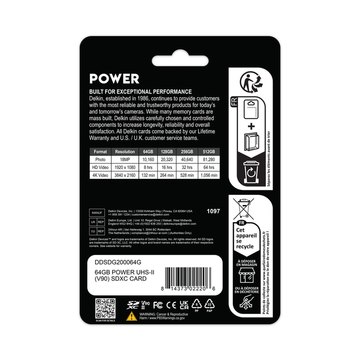 Delkin Devices 64GB POWER UHS-II (U3/V90) SDXC Memory Card