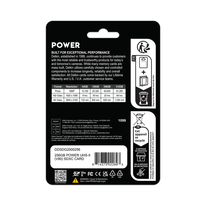 Delkin Devices 256GB POWER UHS-II (U3/V90) SDXC Memory Card