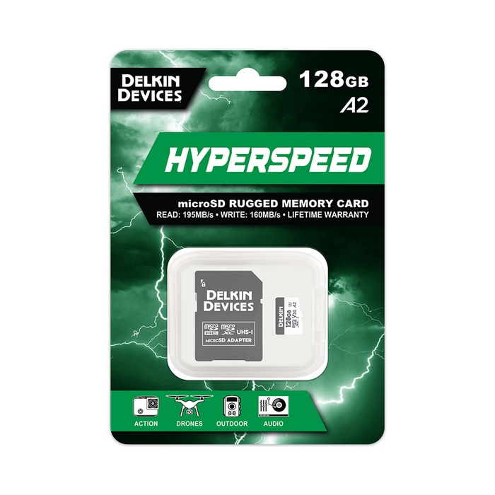 Delkin Devices 128GB HYPERSPEED microSD UHS-I (A2) Memory Card with microSD Adapter