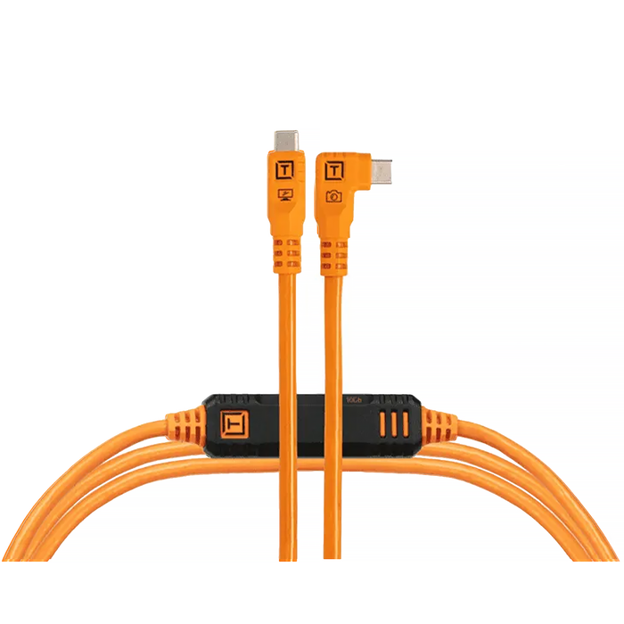 Tether Tools LeverLock & Cable Kit, Optima 10G, Straight to Right, Cable Ties, 15' - High-Visibility Orange