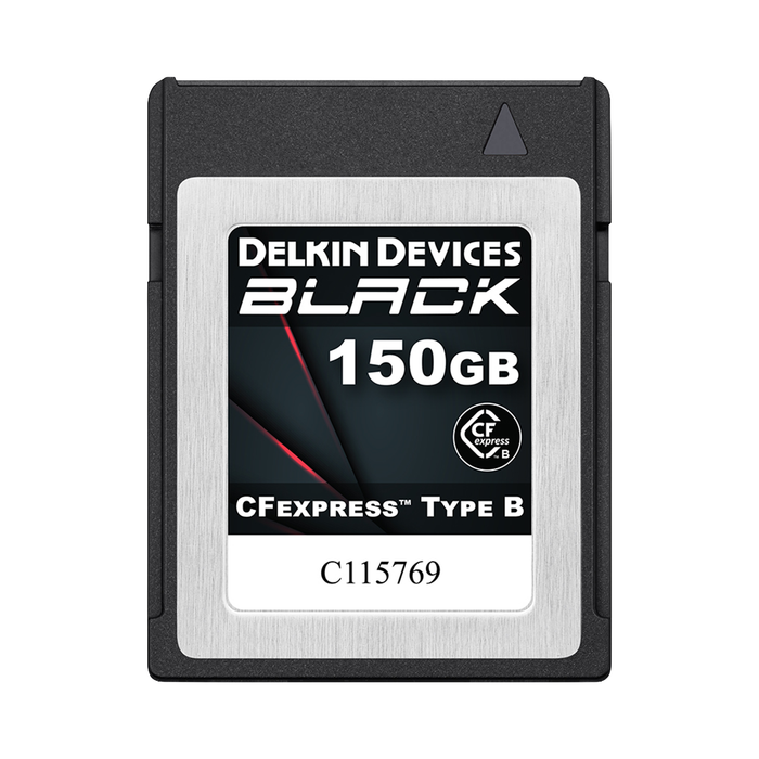 Delkin Devices 150GB BLACK CFexpress Type B Memory Card with USB 3.2 Memory Card Reader Bundle