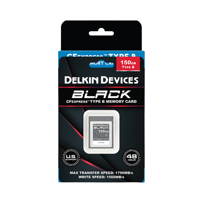Delkin Devices 150GB BLACK CFexpress Type B Memory Card with USB 3.2 Memory Card Reader Bundle