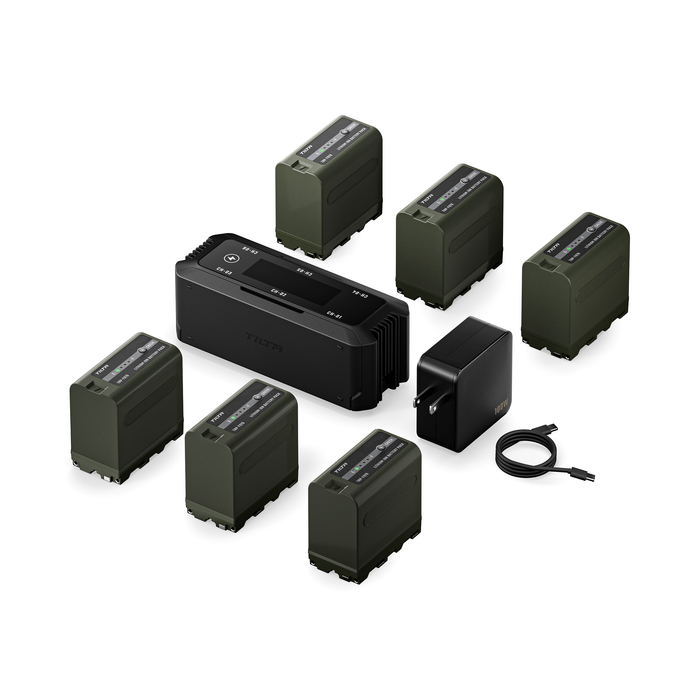 Tilta Foldable Charging Station for L-Series/NP-F Battery Kit with 6 Batteries - Black