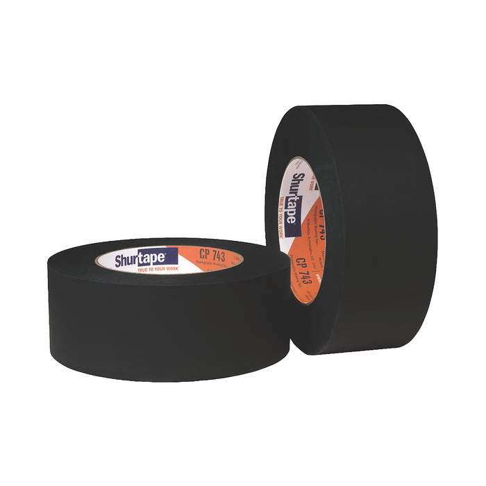 Shurtape CP 743 Specialty Grade Photographic Black Masking Tape, Small Core, 2" x 90'